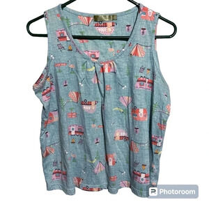Mia Lucce Pajama Tank Top CAMPING RV VACATION Womens Size M